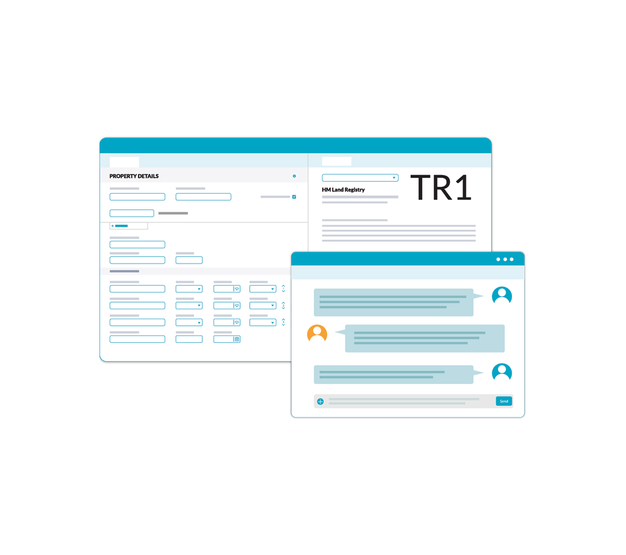 illustration of InfoTrack digital AP1 screen and chat function